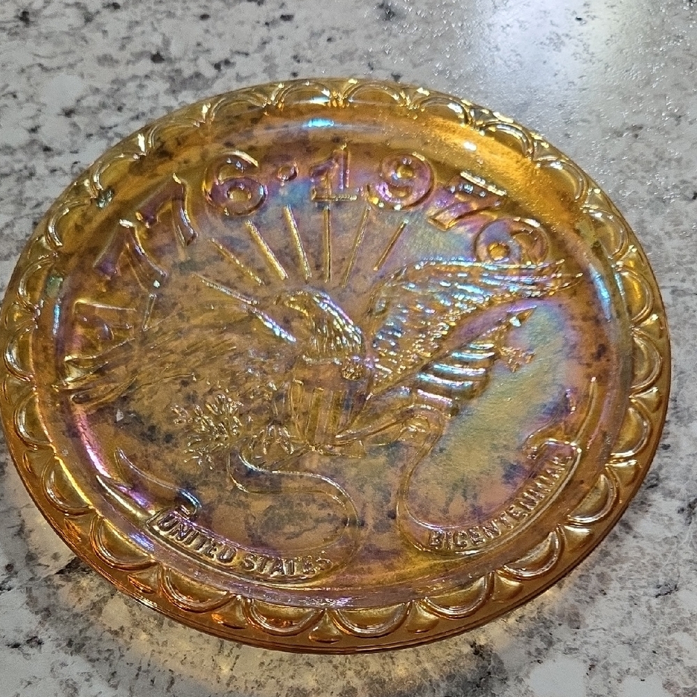 Indiana Glass Bicentennial Iridescent Gold Plate